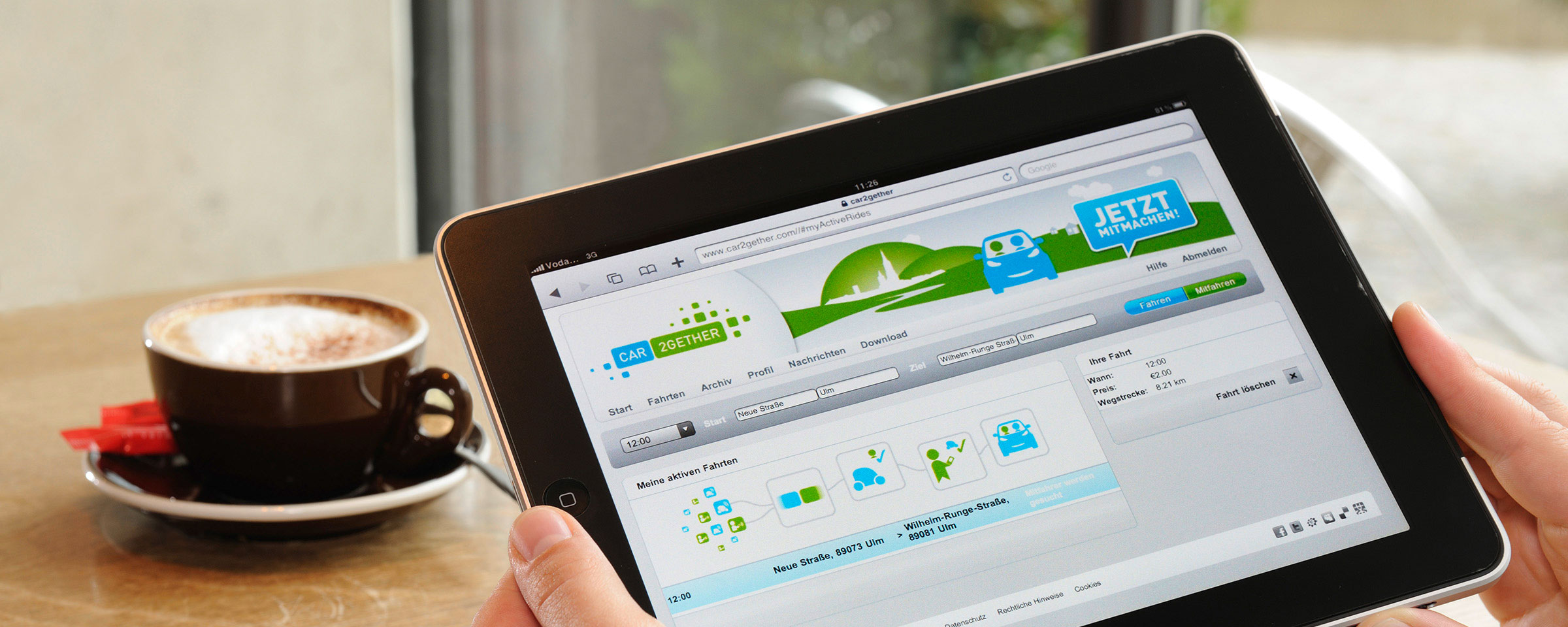 car2gether application on a tablet
