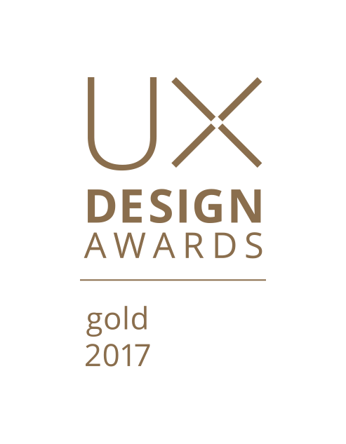 Ux-design-awards gold logo from year 2017