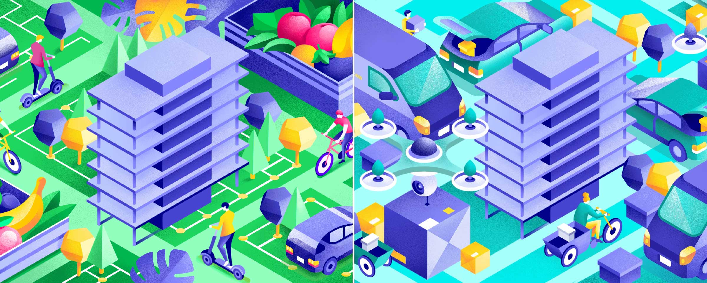 Future life and mobility illustration