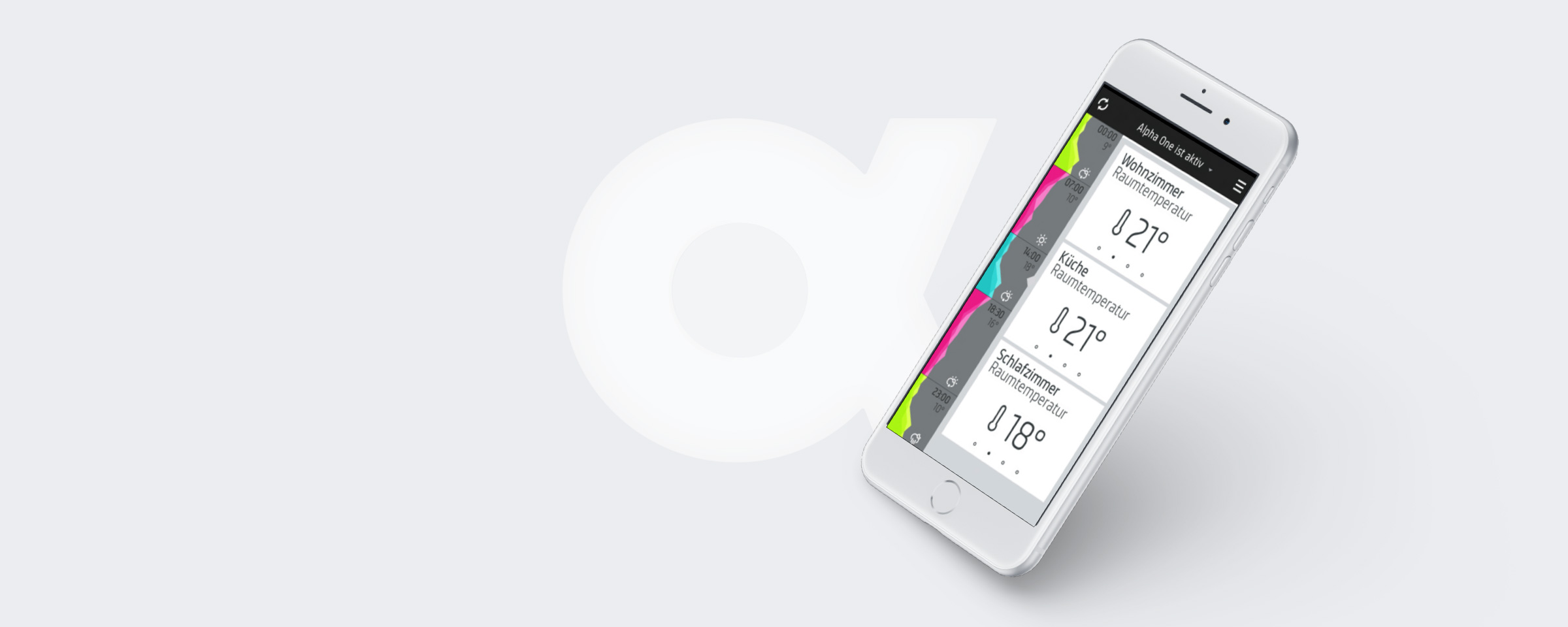 alphaEOS App zeigt die Raumtemperatur