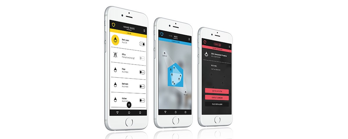 ComfyApp im Home-Modus, Away-Modus und im Alarm-Modus