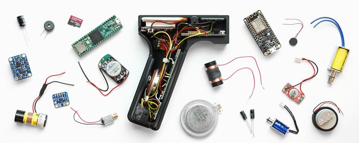 Technical interior view of the Haptics Demonstrator with a selection of components