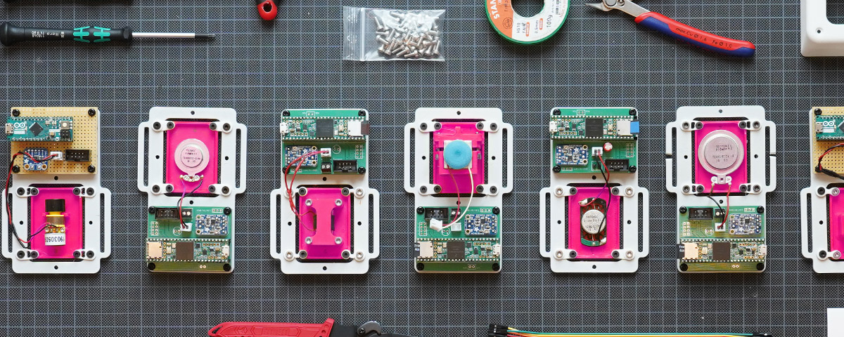 Setup for testing and evaluating haptic prototypes.