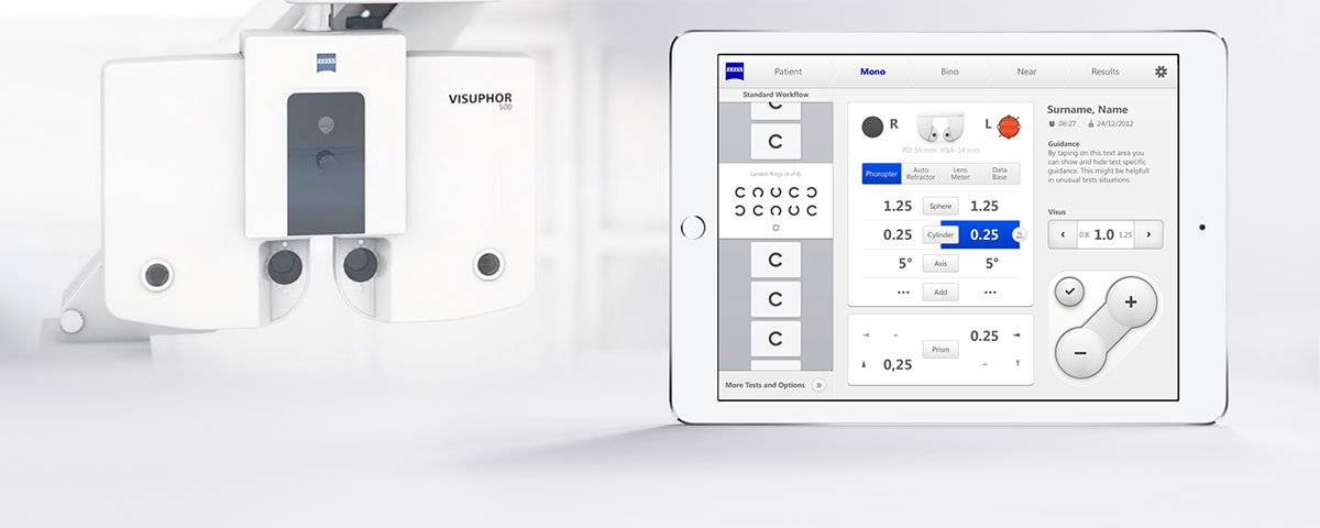 Mono page of the Zeiss application on a tablet