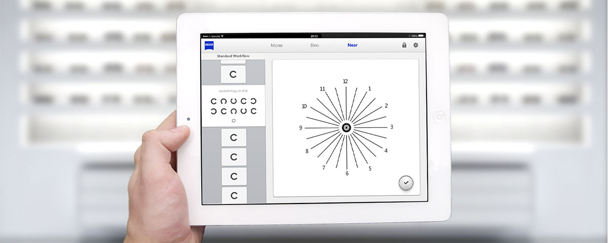 Near page of the Zeiss application on a tablet
